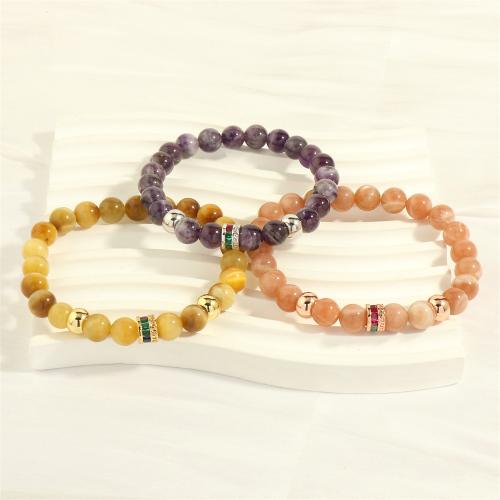 Gemstone Bracelets with Brass & micro pave cubic zirconia & for woman 8mm Length Approx 16-17 cm Sold By PC