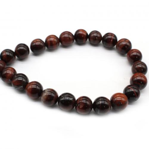 Tigerauge Perlen, Roter Tiger-Augen-Stein, rund, poliert, DIY & verschiedene Größen vorhanden, verkauft per ca. 38 cm Strang