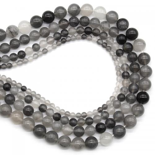 Natürliche graue Quarz Perlen, Grauer Quarz, rund, poliert, DIY & verschiedene Größen vorhanden, grau, verkauft per ca. 38 cm Strang