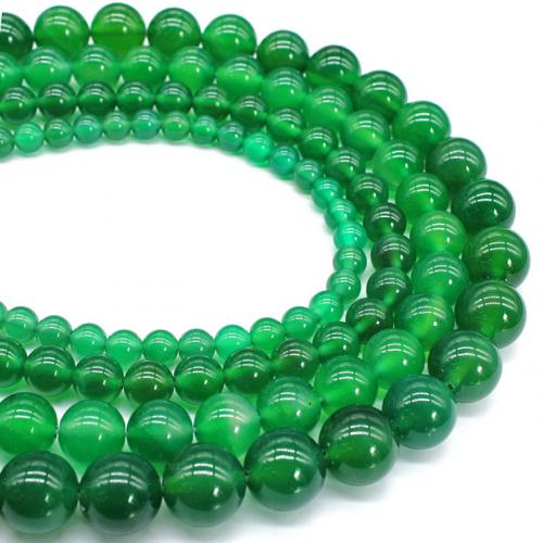 Natural Green Agate Beads Round polished DIY green Sold Per Approx 38 cm Strand