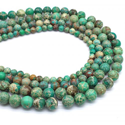 Χάντρες Κοσμήματα πολύτιμος λίθος, Εντύπωση Jasper, Γύρος, γυαλισμένο, DIY & διαφορετικό μέγεθος για την επιλογή, πράσινος, Sold Per Περίπου 38 cm Strand