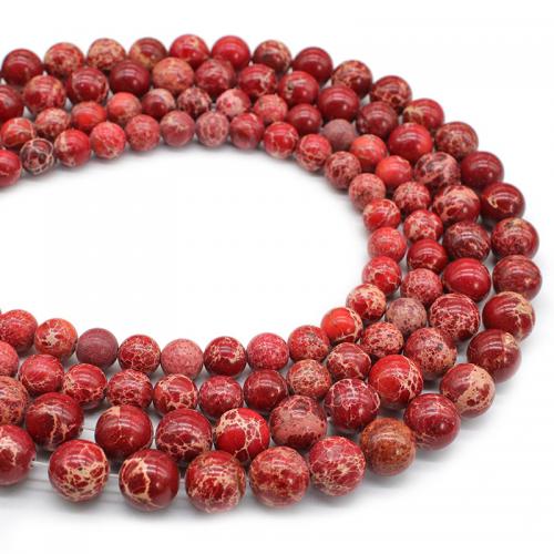 Perline gioielli gemme, diaspro impressione, Cerchio, lucido, DIY & formato differente per scelta, rosso, Venduto per Appross. 38 cm filo