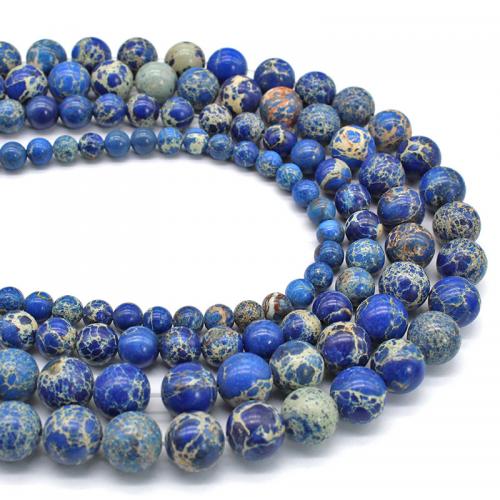 Perline gioielli gemme, diaspro impressione, Cerchio, lucido, DIY & formato differente per scelta, blu, Venduto per Appross. 38 cm filo