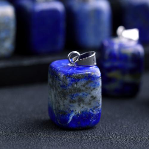 Gemstone Pendants Jewelry Sodalite with Zinc Alloy Cube silver color plated DIY Random Color Sold By PC