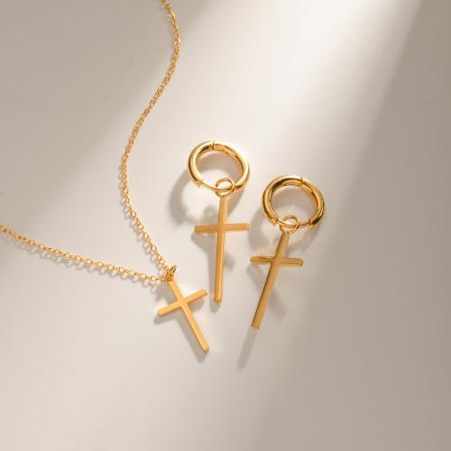 Fashion Stainless Steel Jewelry Sets 304 Stainless Steel Cross plated fashion jewelry golden Sold By PC
