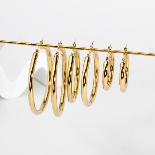 Titanium stål øreringe, forgyldt, mode smykker & forskellige design til valg, gylden, Solgt af par