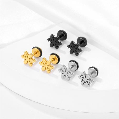 Titanium Steel  Earring Snowflake plated fashion jewelry Sold By PC