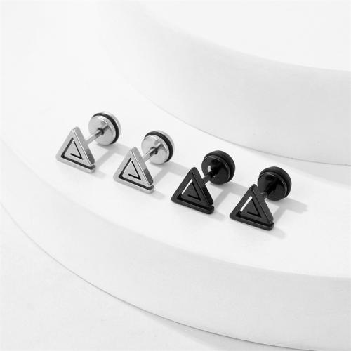 Boucle d'oreille Acier Titane, triangle, Placage, bijoux de mode, plus de couleurs à choisir, 11x8mm, Vendu par PC