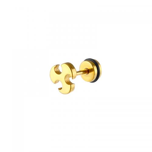 Titan Stahl Ohrring, Titanstahl, plattiert, Modeschmuck, goldfarben, 11x8mm, verkauft von PC