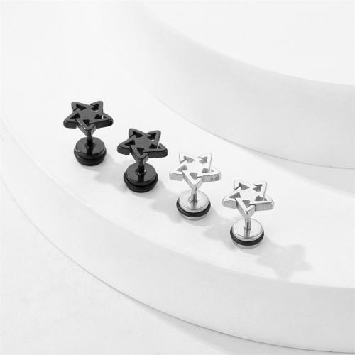 Titanium Steel  Earring, Star, plated, fashion jewelry, more colors for choice, 11x10mm, Sold By PC