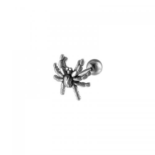 Boucle d'oreille Acier Titane, araignée, Placage, bijoux de mode, argent, 12x10mm, Vendu par PC
