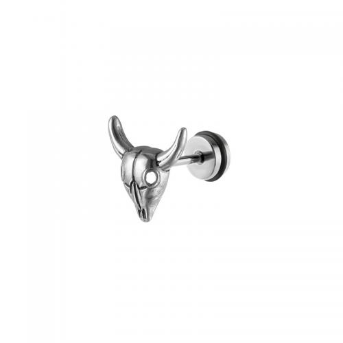 Titan Stahl Ohrring, Titanstahl, plattiert, Modeschmuck, Silberfarbe, 14x12mm, verkauft von PC