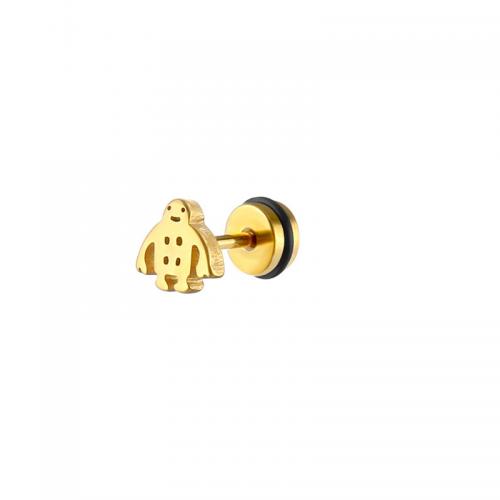 Boucle d'oreille Acier Titane, Placage, bijoux de mode, doré, 12x7mm, Vendu par PC
