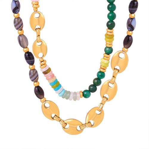 Titanstahl Halskette, mit Achat, handgemacht, verschiedene Stile für Wahl & für Frau, goldfarben, verkauft von PC