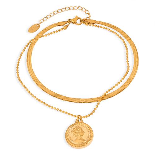 Mode Smycken Anklet, Titan Stål, plated, för kvinna, gyllene, Säljs av PC