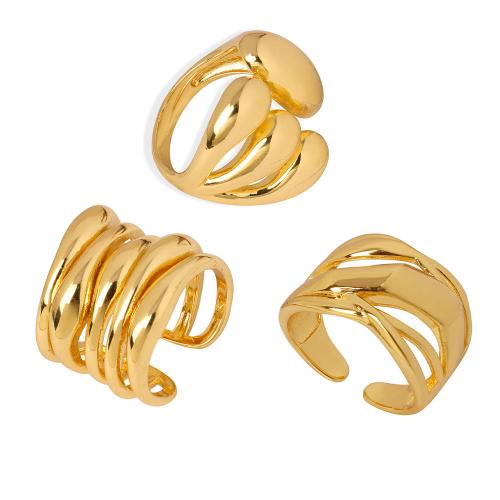 Brass δάχτυλο του δακτυλίου, Ορείχαλκος, επιχρυσωμένο, διαφορετικά στυλ για την επιλογή & για τη γυναίκα, χρυσαφένιος, Μέγεθος:7, Sold Με PC
