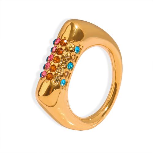 Anillo de dedo de Titantium Acero, Partículas de acero, chapado, diverso tamaño para la opción & para mujer & con diamantes de imitación, más colores para la opción, Vendido por UD