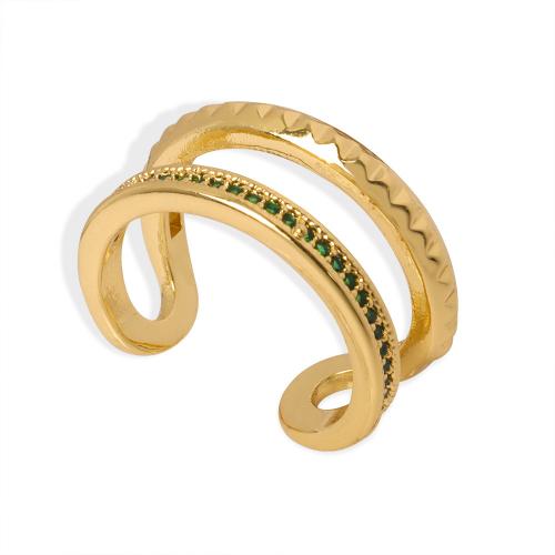 Brass δάχτυλο του δακτυλίου, Ορείχαλκος, επιχρυσωμένο, για τη γυναίκα & με στρας, περισσότερα χρώματα για την επιλογή, Μέγεθος:7, Sold Με PC