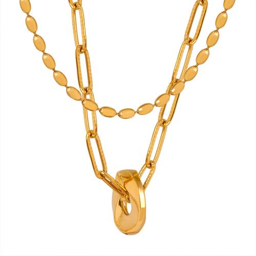 Colar de aço titânio, Partículas de aço, with 5CM extender chain, banhado, para mulher, dourado, comprimento Aprox 35-39 cm, vendido por PC