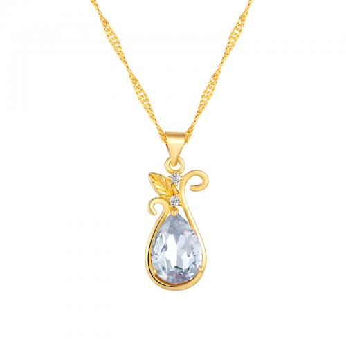 Cubic Zircon Micro Pave Brass Necklace plated micro pave cubic zirconia & for woman Length 45 cm Sold By PC