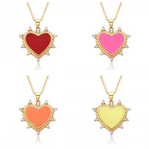 Cubic Zircon Micro Pave Brass Necklace, plated, micro pave cubic zirconia & for woman & enamel, more colors for choice, Length:Approx 41-50 cm, Sold By PC