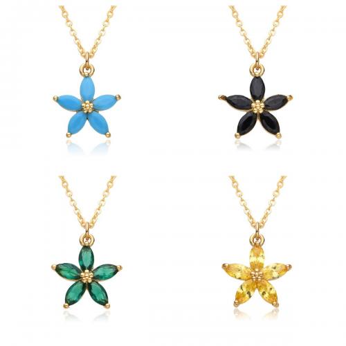Cubic Zircon Micro Pave Brass Necklace plated micro pave cubic zirconia & for woman Length Approx 41-50 cm Sold By PC