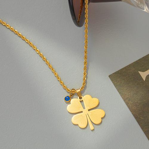 Jewelry Sets Titanium Steel Four Leaf Clover gold color plated & for woman & enamel Sold By PC