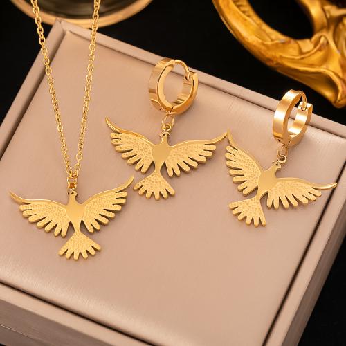 Titanium Steel Jewelry Set, Phoenix, arany színű aranyozott, különböző stílusokat a választás & a nő, Által értékesített PC