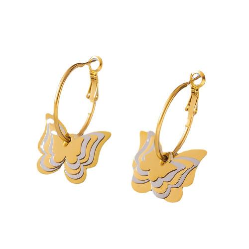 Titanium Stål Huggie Hoop Drop Earring, forgyldt, mode smykker & forskellige stilarter for valg & for kvinde, earring length 30-35mm, Solgt af par