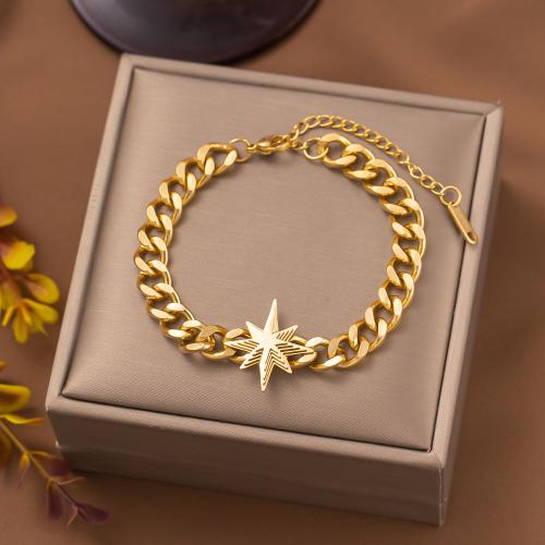 Titanium Steel Bracelet with 2inch extender chain gold color plated & for woman Length Approx 7-7.5 Inch Sold By PC