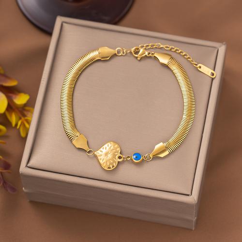 Titanium Steel Bracelet, gold color plated, snake chain & different styles for choice & for woman & enamel, Sold By PC