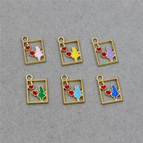 Tibetan Style Enamel Pendants, Rectangle, plated, fashion jewelry & DIY & hollow, more colors for choice, nickel, lead & cadmium free, 16.40x11x1.50mm, Approx 100PCs/Bag, Sold By Bag