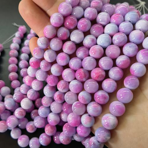 Natural Jade Beads Chalcedony Round stoving varnish DIY mixed colors Sold Per Approx 40 cm Strand