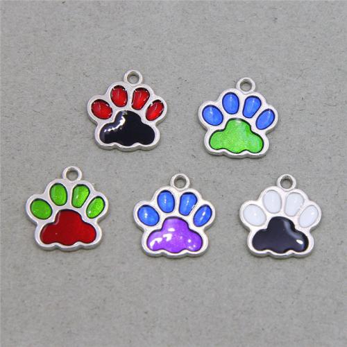 Tibetan Style Enamel Pendants, Claw, platinum color plated, fashion jewelry & DIY, more colors for choice, nickel, lead & cadmium free, 18x16x1.80mm, Approx 100PCs/Bag, Sold By Bag