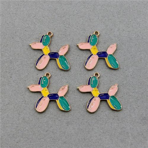 Tibetan Style Enamel Pendants, Dog, KC gold color plated, fashion jewelry & DIY, mixed colors, nickel, lead & cadmium free, 23x23x2mm, Approx 100PCs/Bag, Sold By Bag