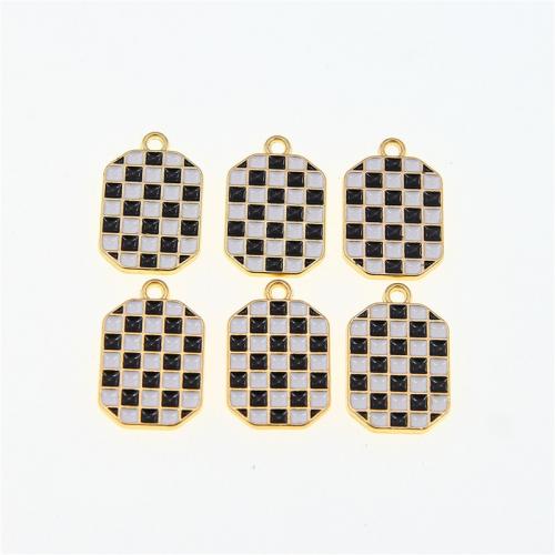 Tibetan Style Enamel Pendants, Polygon, KC gold color plated, fashion jewelry & DIY, white and black, nickel, lead & cadmium free, 25x17x2mm, Approx 100PCs/Bag, Sold By Bag