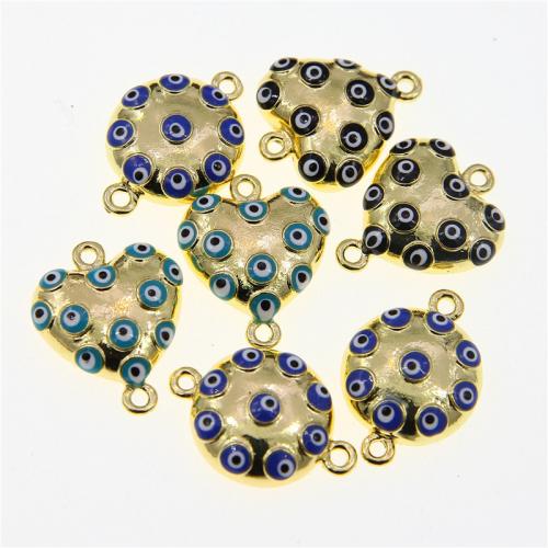 Evil Eye Connector, Tibetan Style, KC gold color plated, fashion jewelry & DIY & different styles for choice & enamel & 1/1 loop, more colors for choice, nickel, lead & cadmium free, 24x17x6mm, Approx 100PCs/Bag, Sold By Bag