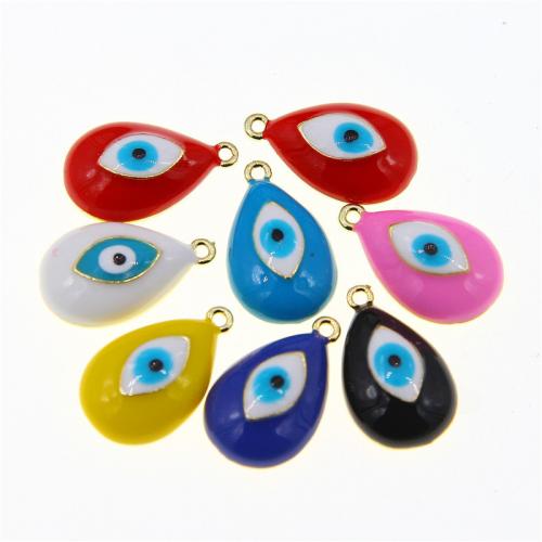 Evil Eye Pendants, Tibetan Style, Teardrop, KC gold color plated, fashion jewelry & DIY & enamel, more colors for choice, nickel, lead & cadmium free, 19x11x4mm, Approx 100PCs/Bag, Sold By Bag