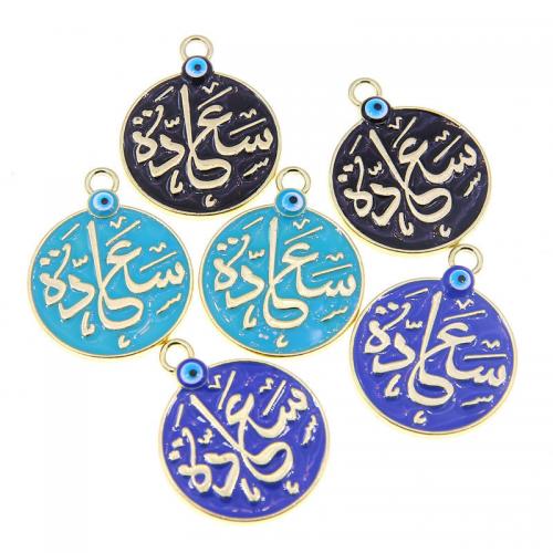 Zinc Alloy Enamel Pendants Flat Round KC gold color plated fashion jewelry & DIY nickel lead & cadmium free Approx Sold By Bag