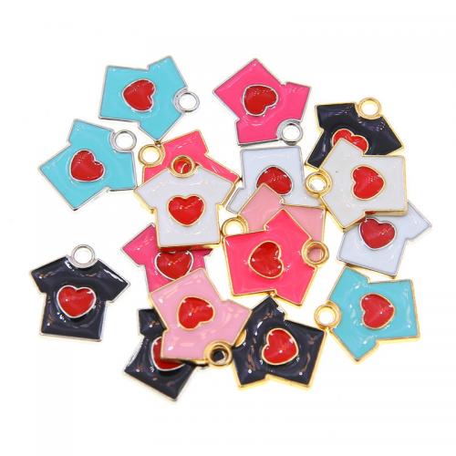 Tibetan Style Enamel Pendants, Garment, plated, fashion jewelry & DIY, more colors for choice, nickel, lead & cadmium free, 16x16x2mm, Approx 100PCs/Bag, Sold By Bag