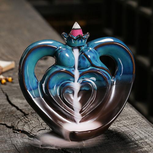Backflow Incense Burner, Porcelain, half handmade, for home and office & durable, 136x72x115mm, Sold By PC