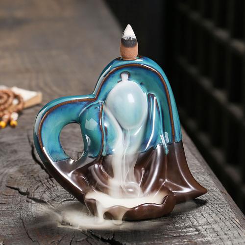 Backflow Incense Burner, Porcelain, half handmade, for home and office & durable, 135x74x120mm, Sold By PC