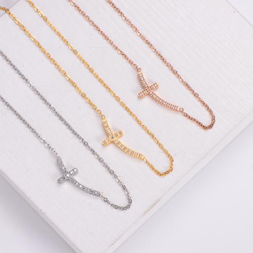 Stainless Steel Jewelry Necklace, 316L Stainless Steel, with 5cm extender chain, fashion jewelry & for woman & with rhinestone, more colors for choice, Sold Per Approx 45 cm Strand