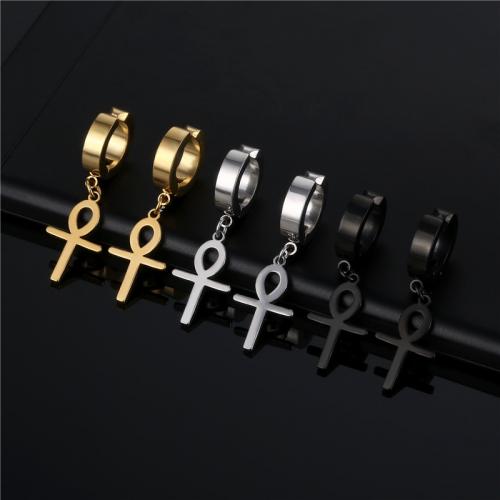 Titanium Steel  Earring fashion jewelry & Unisex length 36mm inner diameter 9mm Sold By PC