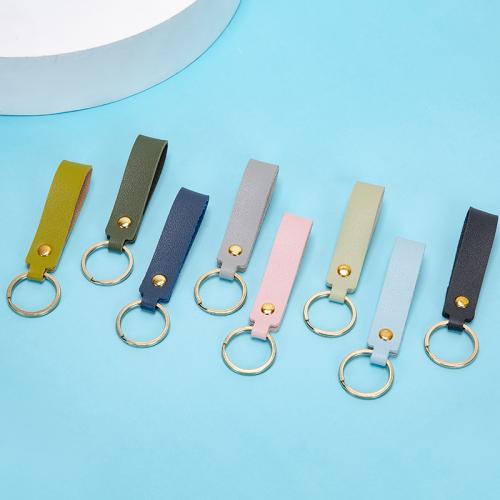 Iron Key Clasp, PU Leather, with Iron, fashion jewelry & DIY, more colors for choice, 85x20mm, Sold By PC