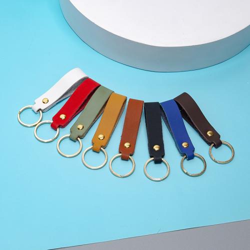 Iron Key Clasp, PU Leather, with Iron, fashion jewelry & Unisex, more colors for choice, 85x15mm, Sold By PC
