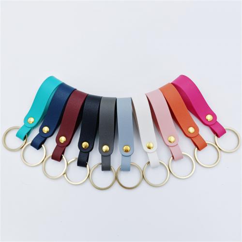 Iron Key Clasp, PU Leather, with Iron, fashion jewelry & Unisex, more colors for choice, 90x16mm, Sold By PC