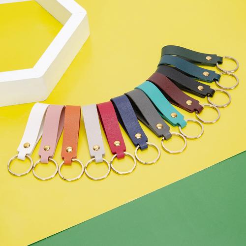 Iron Key Clasp, PU Leather, with Iron, fashion jewelry & Unisex, more colors for choice, 85x20mm, Sold By PC