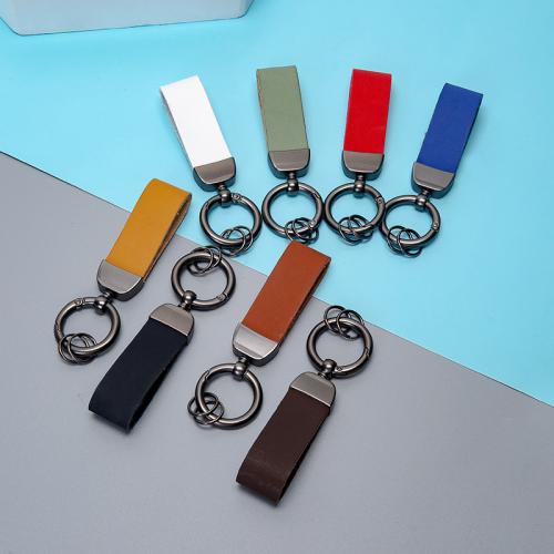 Iron Key Clasp, PU Leather, with Iron, fashion jewelry & Unisex, more colors for choice, 75x25mm, Sold By PC