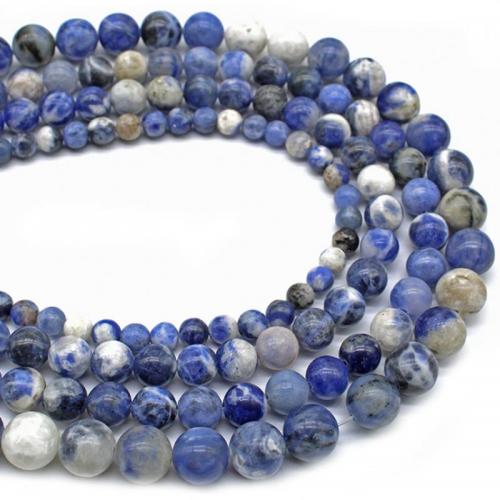 Sodalith Perlen, Sosalith, rund, poliert, DIY & verschiedene Größen vorhanden, blau, verkauft per ca. 38 cm Strang
